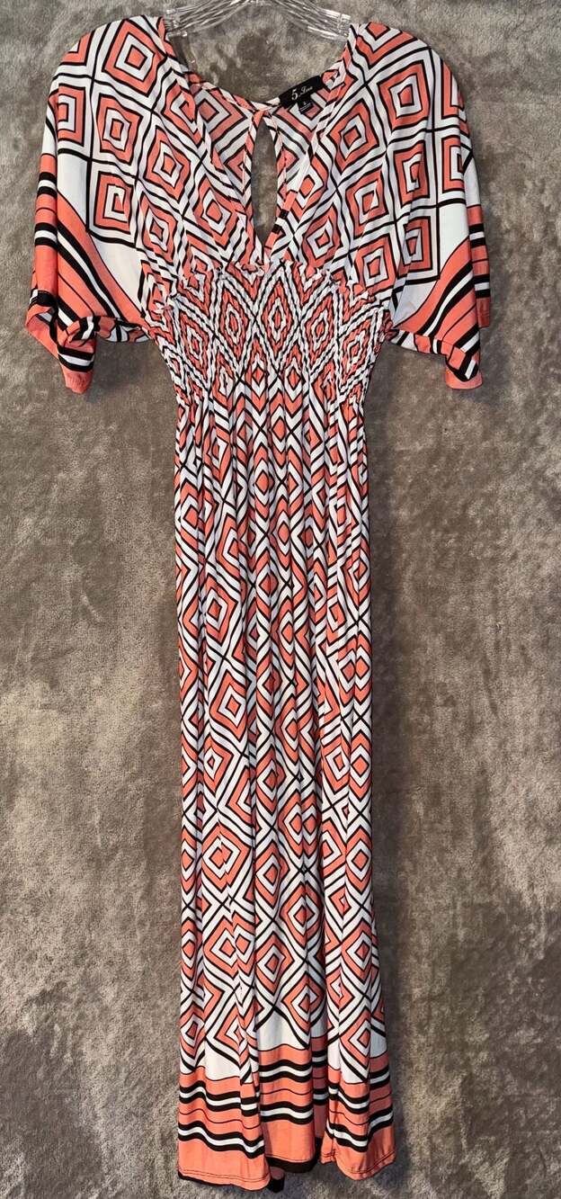 5th & Love Geometric Print Smocked Waist Maxi Dress Size S